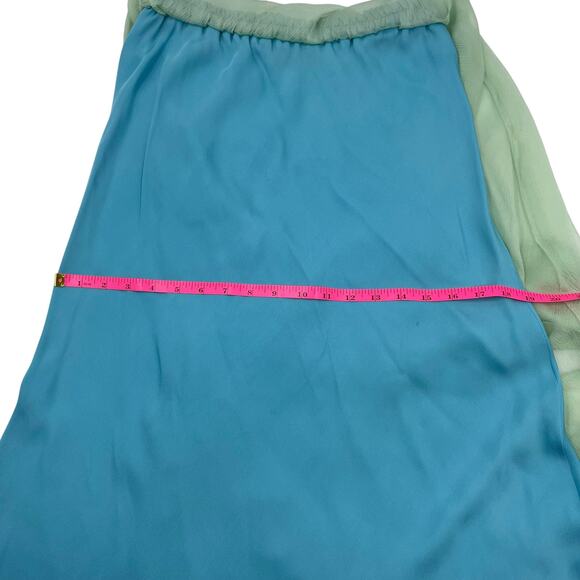 Lea Womens Vintage 90s Y2K Silk Aqua Fairy Gauze Maxi Skirt Sz M - Picture 10 of 11